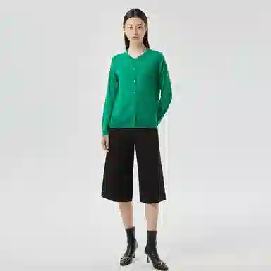 恒源祥 精纺圆领长袖薄款开衫毛衣 女款