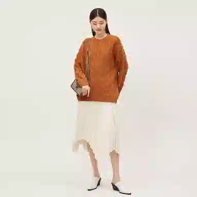 恒源祥 复古慵懒风羊毛衫钩花毛衣 女款