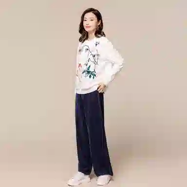恒源祥 套头圆领长袖绣花卫衣 女款