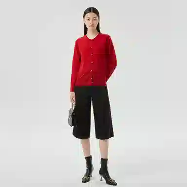 恒源祥 精纺圆领长袖薄款开衫毛衣 女款