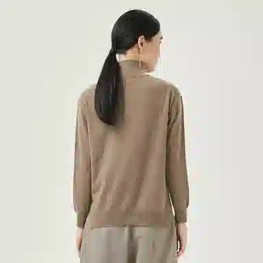 恒源祥 纯色半高领落肩长袖针织羊绒衫衫 女款