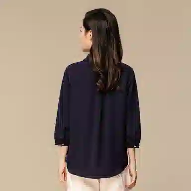 恒源祥 刺绣雪纺七分袖短袖衬衫 女款