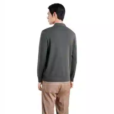 恒源祥 纯色翻领套头休闲毛衣 男款