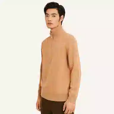 恒源祥 纯色立领宽松长袖毛衣 男女同款