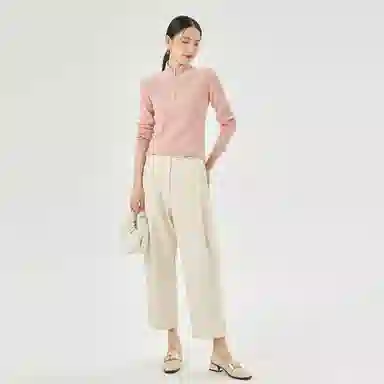 恒源祥 纯色半高领休闲长袖羊绒衫 女款