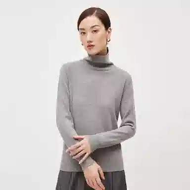 恒源祥 堆堆领纯色打底羊绒衫 女款