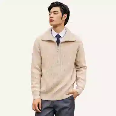 恒源祥 纯色休闲翻领毛衣 女款