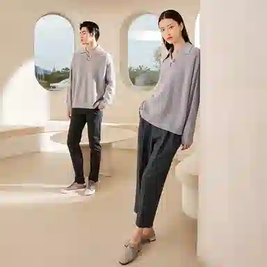 恒源祥 纯色保暖长袖毛衣 男女同款