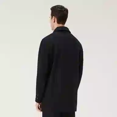 恒源祥 中长款毛呢翻领呢子大衣 男款 藏青色