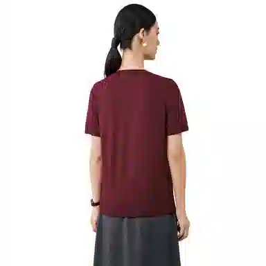 恒源祥 羊毛衫女纯圆领纯色短袖修身针织衫 女款