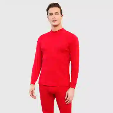 恒源祥 纯色圆领长袖长裤保暖套装 男款