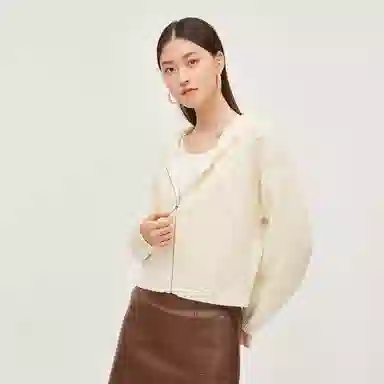 恒源祥 连帽拉链绞花针织衫 女款