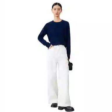 恒源祥 圆领套头纯色长袖舒适毛衣 女款