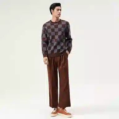 恒源祥 加厚棋盘格毛衣 男款