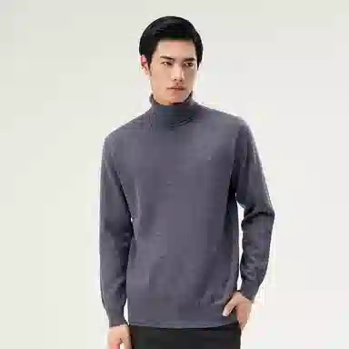 恒源祥 纯色高领针织毛衣 男款