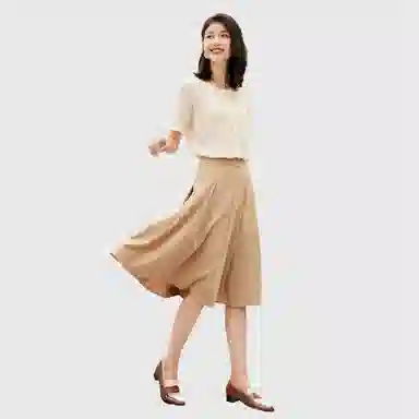 恒源祥 菱格镂空圆领短袖针织衫 女款