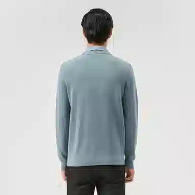 恒源祥 衬衫领假两件休闲针织衫 男款 豆绿