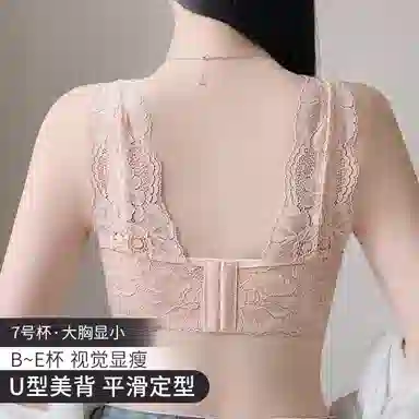 润微 院线调整型蕾丝美背内衣女大胸显小无钢圈收副乳防下垂文胸 女款