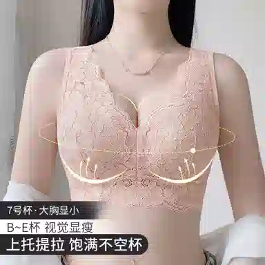 润微 院线调整型蕾丝美背内衣女大胸显小无钢圈收副乳防下垂文胸 女款