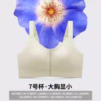 润微 大胸显小前拉链易穿脱塑胸无钢圈无痕运动防震文胸 女款 组合装