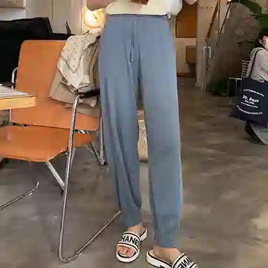 花栗鼠小姐 纯色高腰束脚休闲裤 女款