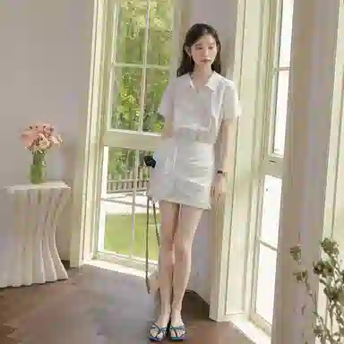 桴生 多风格夏季收腰镂空设计感服饰短袖连衣裙 女款