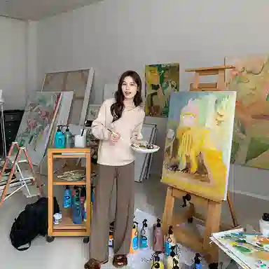 花栗鼠小姐 纯色休闲连帽长袖针织衫 女款