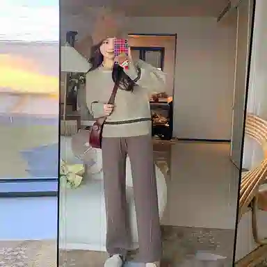 花栗鼠小姐 纯色甩腿裤小个子休闲裤 女款