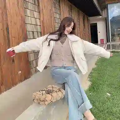 花栗鼠小姐 小个子休闲叠穿单排扣马甲 女款