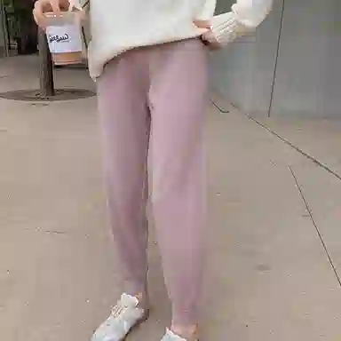 花栗鼠小姐 纯色系带针织运动裤 女款