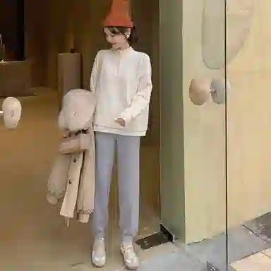 花栗鼠小姐 纯色系带针织运动裤 女款