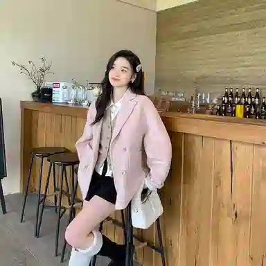 花栗鼠小姐 小个子休闲叠穿单排扣马甲 女款