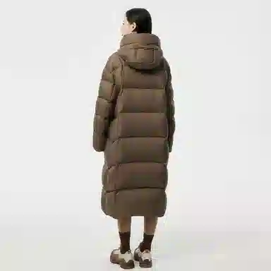 坦博尔 连帽加厚过膝保暖羽绒服 女款