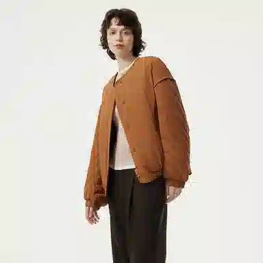 坦博尔 纯色圆领宽松羽绒服 女款