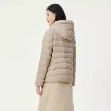 坦博尔 简约连帽保暖羽绒服 女款 黑色