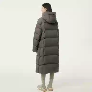 坦博尔 连帽加厚过膝保暖羽绒服 女款