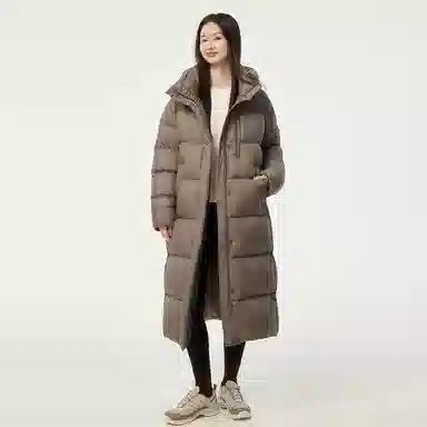 坦博尔 连帽加厚过膝保暖羽绒服 女款