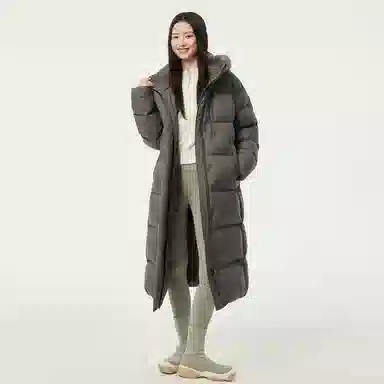 坦博尔 连帽加厚过膝保暖羽绒服 女款