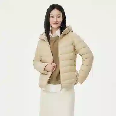 坦博尔 简约连帽保暖羽绒服 女款 黑色