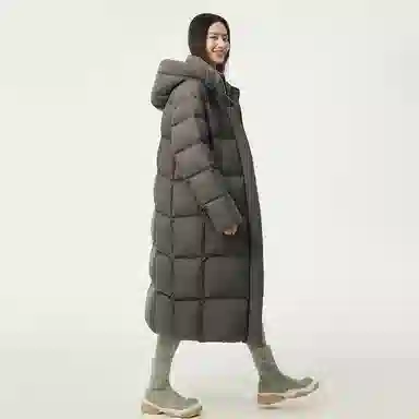 坦博尔 连帽加厚过膝保暖羽绒服 女款