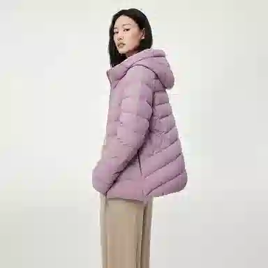 坦博尔 简约连帽保暖羽绒服 女款 黑色