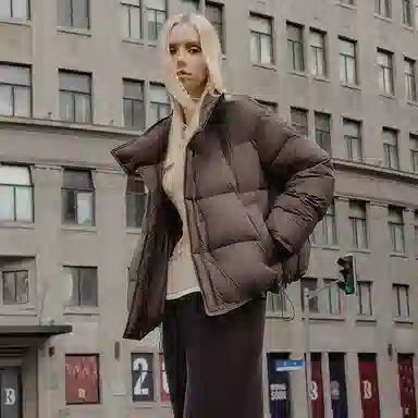 坦博尔 纯色立领长袖羽绒服 女款