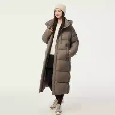 坦博尔 连帽加厚过膝保暖羽绒服 女款