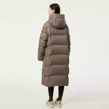 坦博尔 连帽加厚过膝保暖羽绒服 女款