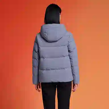 坦博尔 纯色连帽拉链短款羽绒服 女款