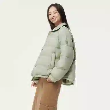 坦博尔 纯色单排扣长袖羽绒服 女款