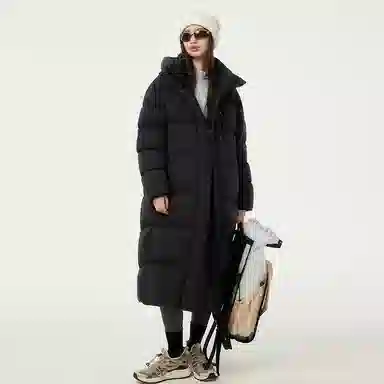 坦博尔 连帽加厚过膝保暖羽绒服 女款