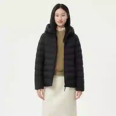 坦博尔 简约连帽保暖羽绒服 女款 黑色