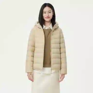 坦博尔 简约连帽保暖羽绒服 女款 黑色