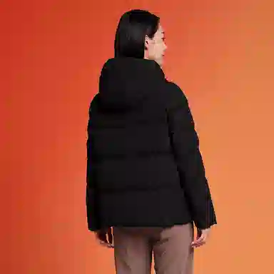 坦博尔 纯色连帽拉链短款羽绒服 女款